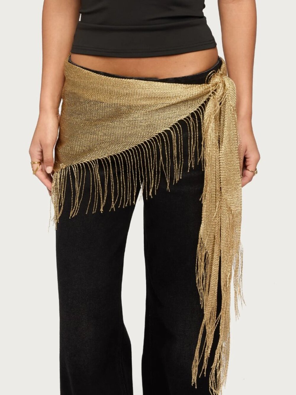 NWT Gold Fringed Waist Scarf